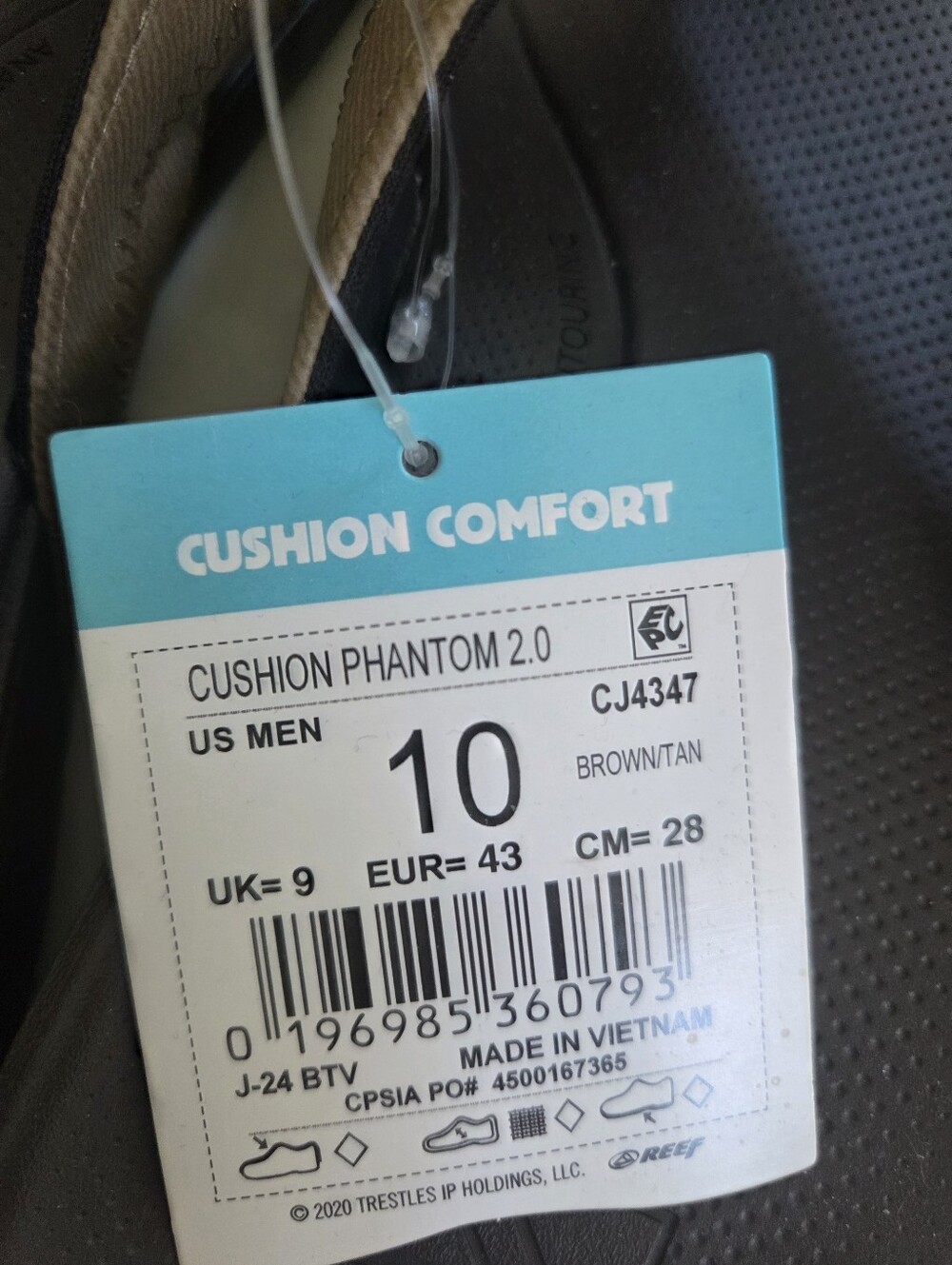 NWT Reef Brown Cushion Comfort 2.0 Canvas-Strap Flip Flops with Dark Footbed - Picture 3 of 5